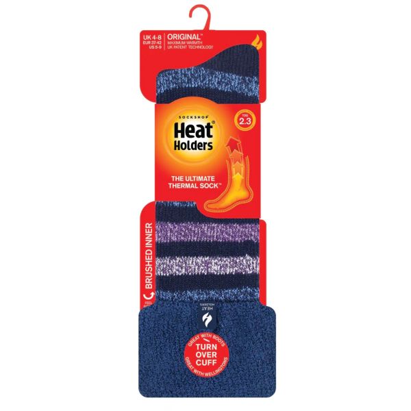 Heat Holders Women's TOG Welly Socks Navy Stripe