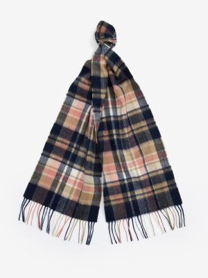 Barbour Vintage Plaid Scarf Navy/Pink Rust