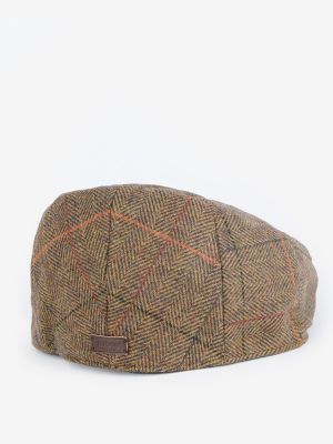 Barbour Wilkin Flat Cap Olive/Orange/Red