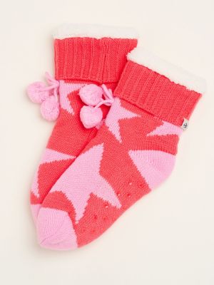 Brakeburn Star Knitted Slipper Sock Red