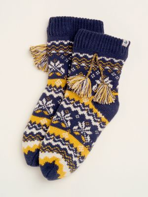 Brakeburn Nordic Knitted Slipper Sock Navy