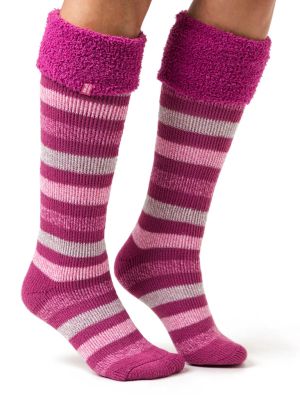 Heat Holders Women's 2.3 TOG Welly Socks Pink Stripe
