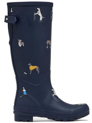 Joules Printed Wellies Navy Dogs