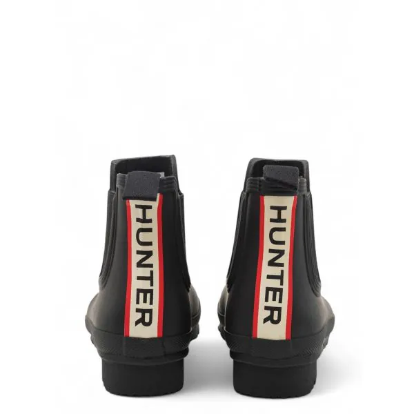 Hunter Mens Original Chelsea Tri Logo Boot Black